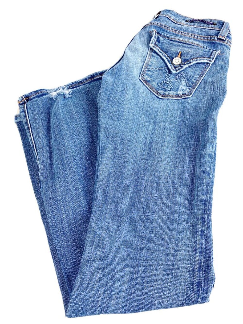 Vigoss Women’s  Sz 0 (26x29.5) Bootcut Jeans Faded Stretch Flap Pocket GUC